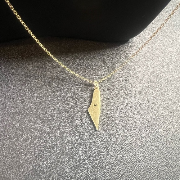 Palestine map flag vermeil pendant necklace - Picture 2 of 7
